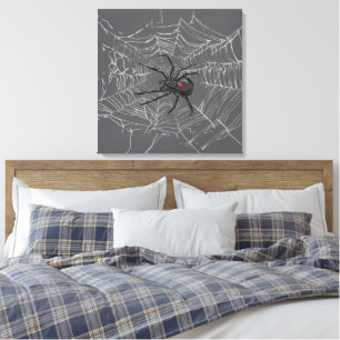 Zwarte Weduwe Spin En Spinneweb Teken Kunst Canvas Afdruk