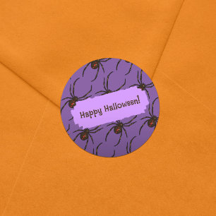 Zwarte weduwe spin halloween pixel art patroon ronde sticker