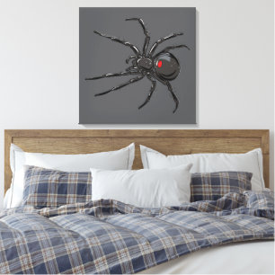Zwarte Weduwe Spin Originele Tekening Kunst Canvas Afdruk