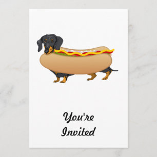 Zwarte Weiner Dog met Alle Fixins Kaart
