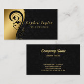 Zwarte werveling en damast visitekaartje (Voorkant / Achterkant)