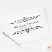 Zwarte wervelingen Bruiloft Monogram Logo Rechthoekige Sticker (Envelop)