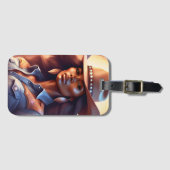 Zwarte Westerne Cowgirl Denim Bagagelabel (Voorkant (horizontaal))