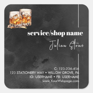 Zwarte whisky vierkante sticker
