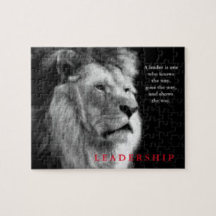 Zwarte White Lion Motivatie Leadership Quote Legpuzzel