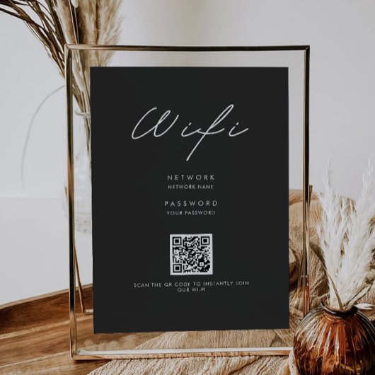 Zwarte WiFi-code, QR-code WiFi Connect Kaart