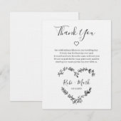 Zwarte Wildbloemen Hart voor bruiloft Bedankkaart (Voorkant / Achterkant)