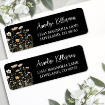 Zwarte Wilde Bloem Florale Retouradres