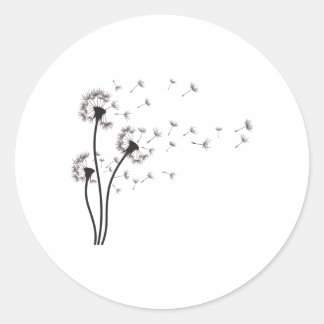 Zwarte wilde bloem paardenbloem ronde sticker