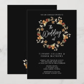 Zwarte Wilde Bloem Trouwdag Kaart (Voorkant / Achterkant)