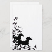 Zwarte wilde paarden briefpapier (Voorkant / Achterkant)