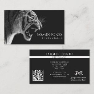 Zwarte Wildlife Fotografie QR Code Visitekaartje