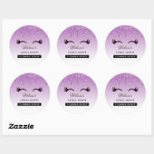 Zwarte Wimpers & Paarse Glitter Kaarsengeur Ronde Sticker (Vel)