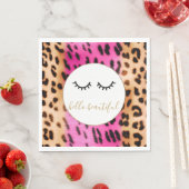 Zwarte Wimpers Roze Crème Luipaard  Servet (Insitu)