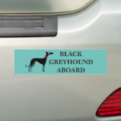 Zwarte windhond aan boord bumpersticker (Op auto)