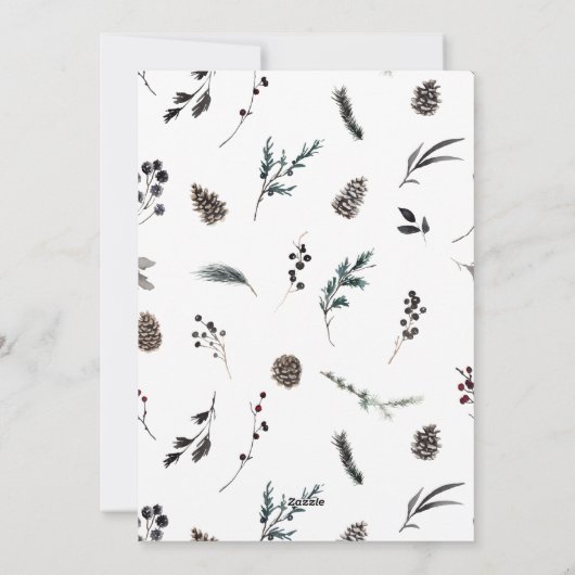 Zwarte Winter Bes Krans Kerstmis Script H Feestdagenkaart (Achterkant)