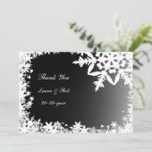 Zwarte winterbruiloft Dank je Kaart (Staand voorkant)