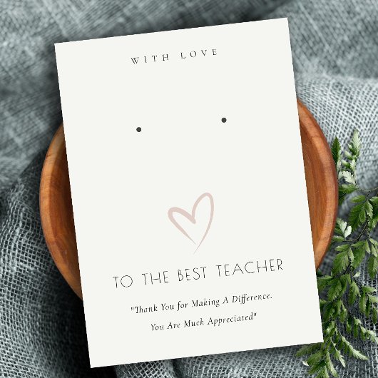 ZWARTE WIT-HART-TEACHER GIFT EARRING DISPLAY PLAATSKAARTJE