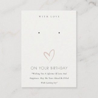 ZWARTE WITE HEART BIRTHDAY GIFT EARRING DISPLAY PLAATSKAARTJE
