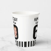 Zwarte witte 60e verjaardag aangepaste fotopapierb papieren bekers (Rechts)