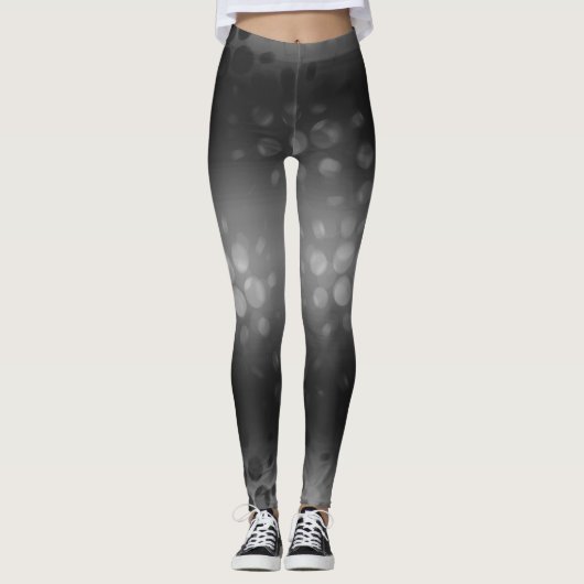 Zwarte witte Abstracte Stippen Leggings (Voorkant)