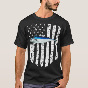 zwarte witte Amerikaanse vlag Spaanse makreel 4e v T-shirt