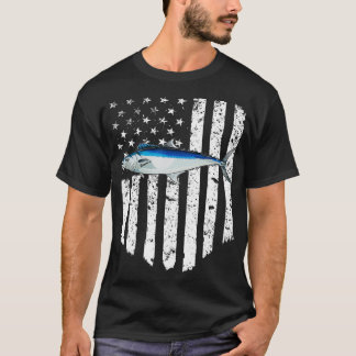 zwarte witte Amerikaanse vlag Spaanse makreel 4e v T-shirt
