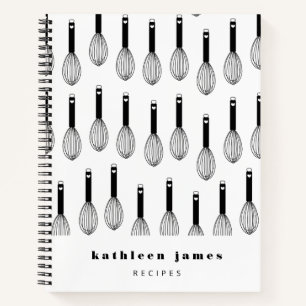 Zwarte witte ballon Whisk Pattern Recipe Notitieboek