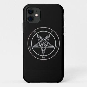 Zwarte/Witte Baphomet-telefoontas iPhone 11 Hoesje