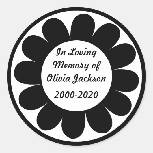 Zwarte witte bloem aangepaste sympathie stickers (Voorkant)