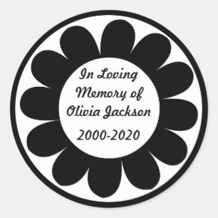 Zwarte witte bloem aangepaste sympathie stickers