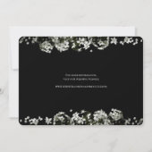 Zwarte witte bloemen Elegante bruiloft Kaart (Achterkant)
