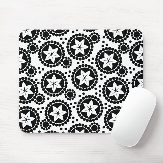 Zwarte witte bloemen mousepad muismat (Met muis)