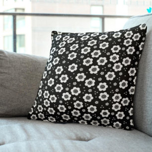 Zwarte witte bloemen Pillow Kussen