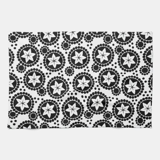 Zwarte witte bloemen Towel Theedoek (Horizontaal)