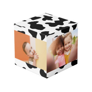 Zwarte witte boerderij dier koe print foto kubus