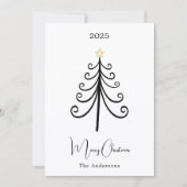 Zwarte witte boom boho eenvoudige moderne Kerstmis Feestdagenkaart (Voorkant)