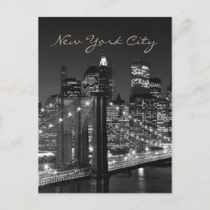 Zwarte witte Brooklyn Bridge New York City Briefkaart