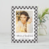 Zwarte witte Buffalo met kerstkaarten Feestdagenkaart (Staand voorkant)