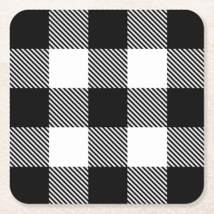 Zwarte witte buffelplaat met testband vierkante kartonnen onderzetter