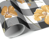 Zwarte witte buffels en gele bloemen cadeaupapier (Rol Hoek)