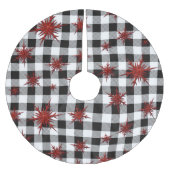 Zwarte witte buffels met rode glitter Snowflakes Kerstboom Rok (Voorkant)