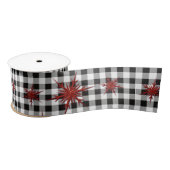 Zwarte witte buffels met rode glitter Snowflakes Lint (Spoel)