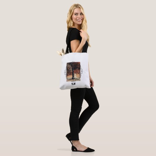 Zwarte witte Canvas tas met King Slay (Op model)