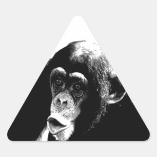 Zwarte witte chimpansee driehoek sticker