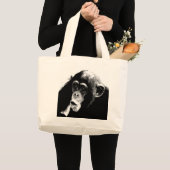 Zwarte witte chimpansee grote tote bag (Voorkant (product))
