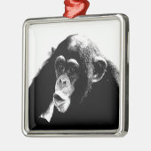 Zwarte witte chimpansee metalen ornament (Links)