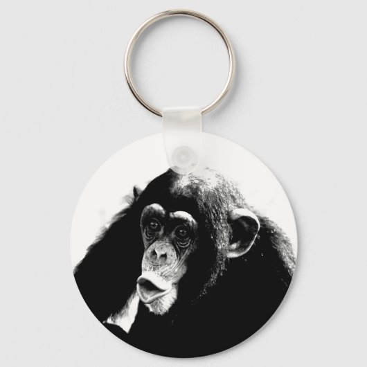 Zwarte witte chimpansee sleutelhanger (Voorkant)