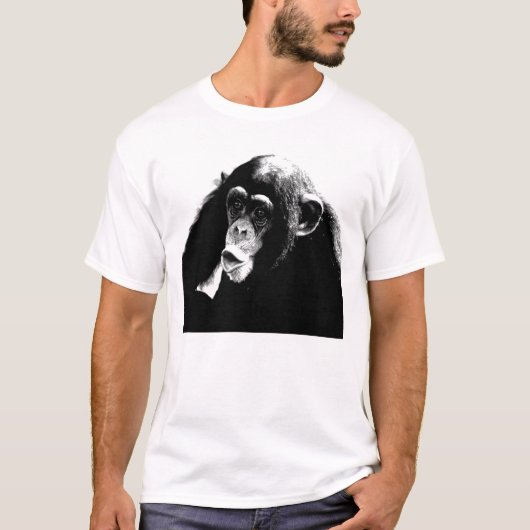Zwarte witte chimpansee t-shirt (Voorkant)