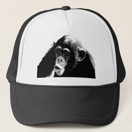 Zwarte witte chimpansee trucker pet (Voorkant)